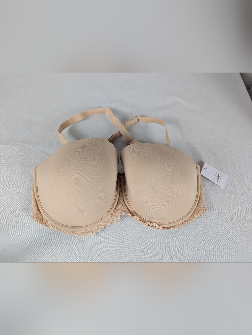 Auden Strapless Bra Lightly Lined Beige Lace Convertible Straps 40DD NEW NWT